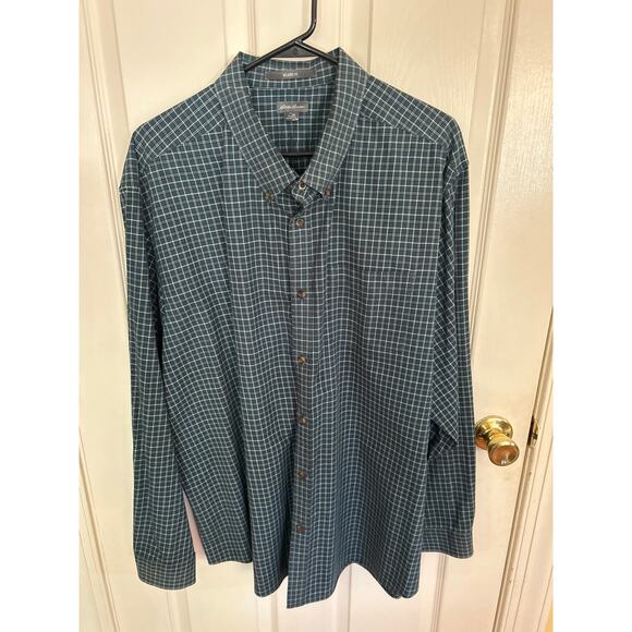EDDIE BAUER Men's Green Plaid Relaxed Fit Long Sleeve Button Up Size XXL e2 - Picture 1 of 3